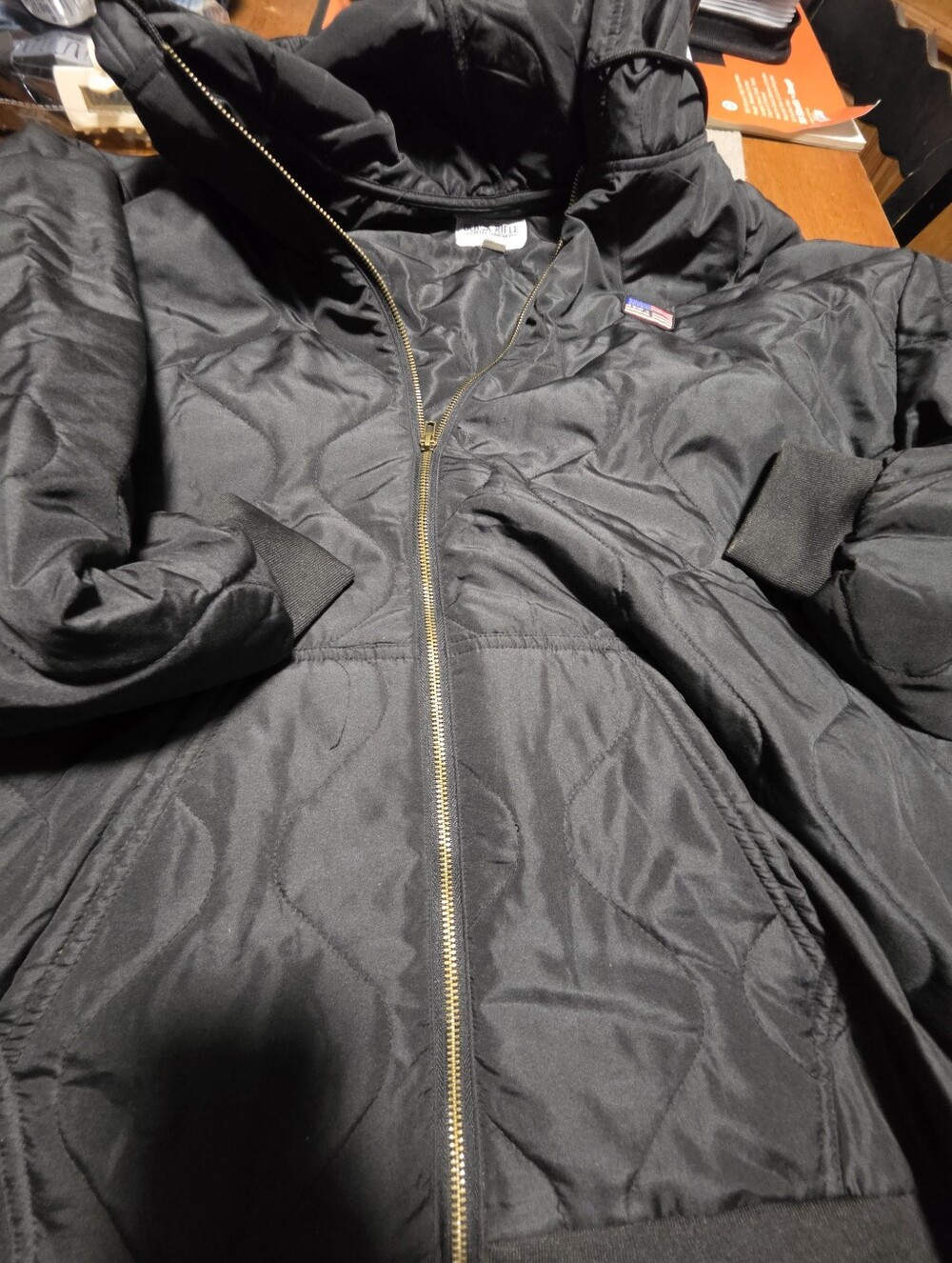 Black Puffer Jacket with Gold Zipper Mens XXL Black Rifle Coffee
